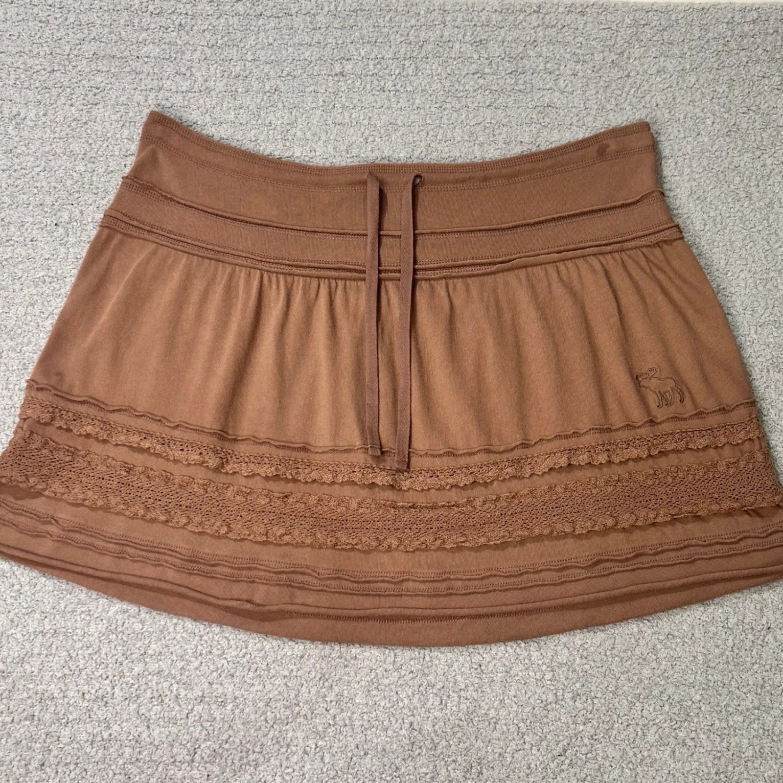 Abercrombie & Fitch Mini Skirt Lace Trim Small Brown 2000s Vintage Y2K