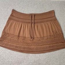 Abercrombie  Fitch Mini Skirt Lace Trim Small Brown 2000s Vintage Y2K