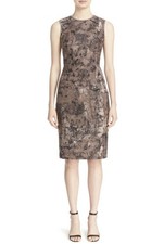 Lafayette 148 New York Marilyn Jacquard Sheath Dress Walnut Sz 10 Career 