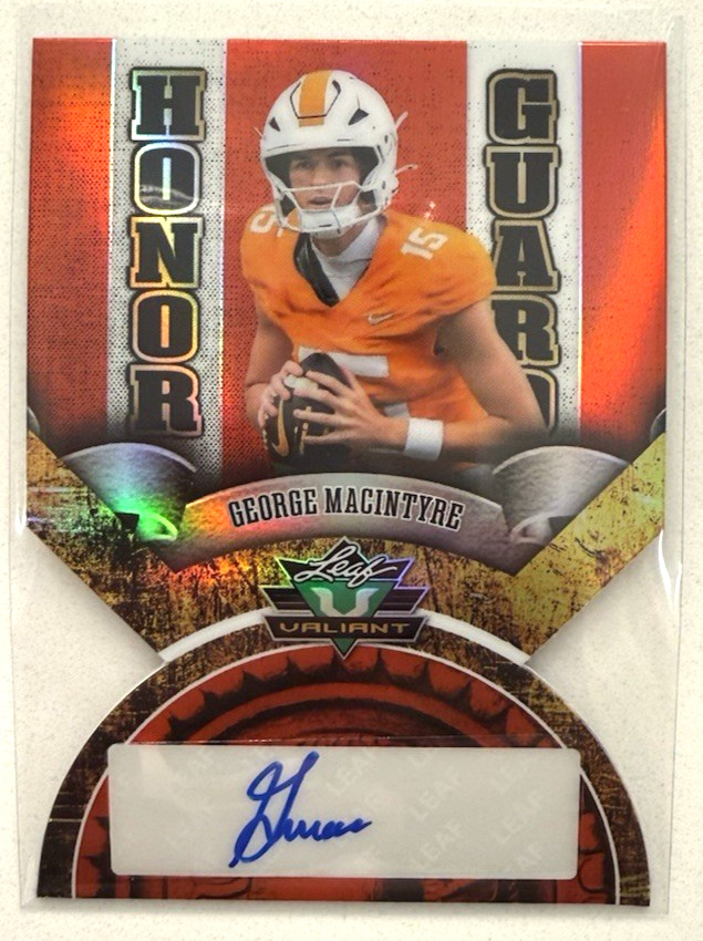 2025 Leaf Eclectic Football Valiant Honor Guard Red Auto 1/1 George MacIntyre view 1
