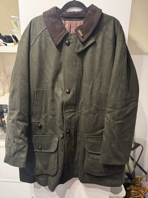 Vintage Barbour A1155 Lodenjacke grün Wolle Feldmantel C48/122cm