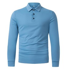 Men's Long Sleeve Polo Shirts, Lightweight Classic Golf Shirt with 3-Button, ...