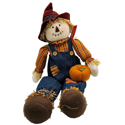 Vintage Russ Harvest Homecoming Sunny Plush Scarecrow Shelf Sitter 22''
