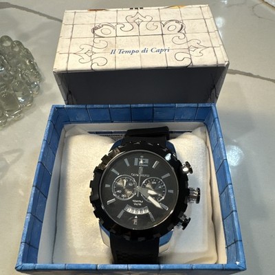Capri Watch Quartz Analog 316L Black Stainless Steel Men's Brand New