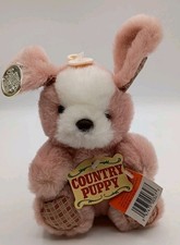 Vtg.Dan-Dee Country Puppy Plush Country Classics Gold Tag Plaid Ears/Paws W/Tags