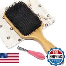 BESTOOL Boar Nylon Bristle Hair Brush, Square, Black