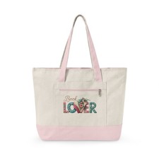 Book Lover floral typography Zippered Canvas Tote  Library tote bag