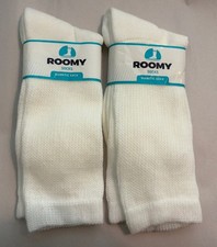 Diabetic Socks EXTRA Roomy Size 8-10 NWT J800M White Crew, 2 Pair USA/MADE
