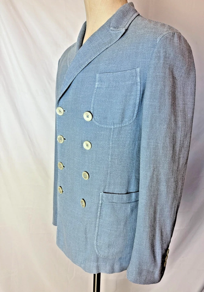 Blazer The Gigi Doble Pecho ZIGGY Algodón Lino 8 Botones IT 48 US 38 Abrigo Guisante Foto 3 de 4