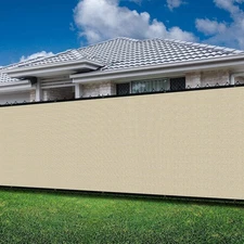 4ft Beige Privacy Fence Screen Heavy Duty Shade Mesh Cover for Pool Patio Yard