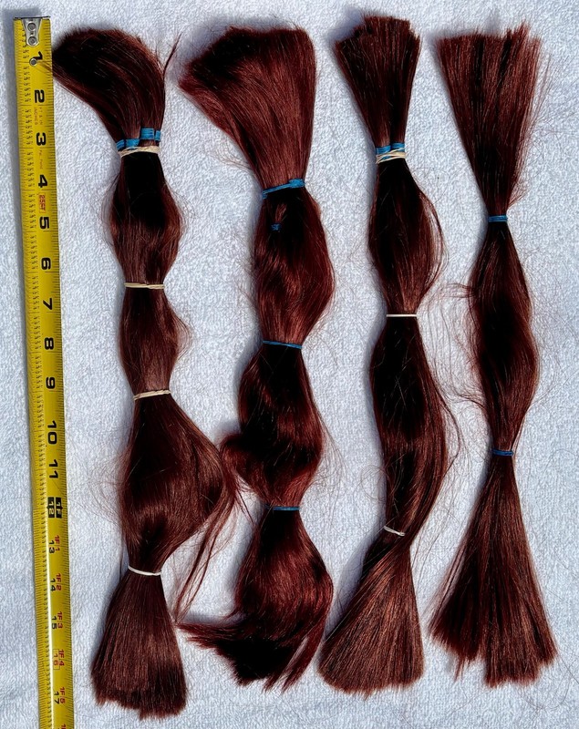 17"  1lb./16oz Red Mix Straight Human Hair, Extensions, Braiding Rooted Tied