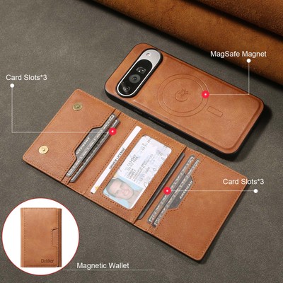 For Google Pixel 10 Pro XL/10/9A/8 Magnetic Leather Stand Case+Detachable Wallet