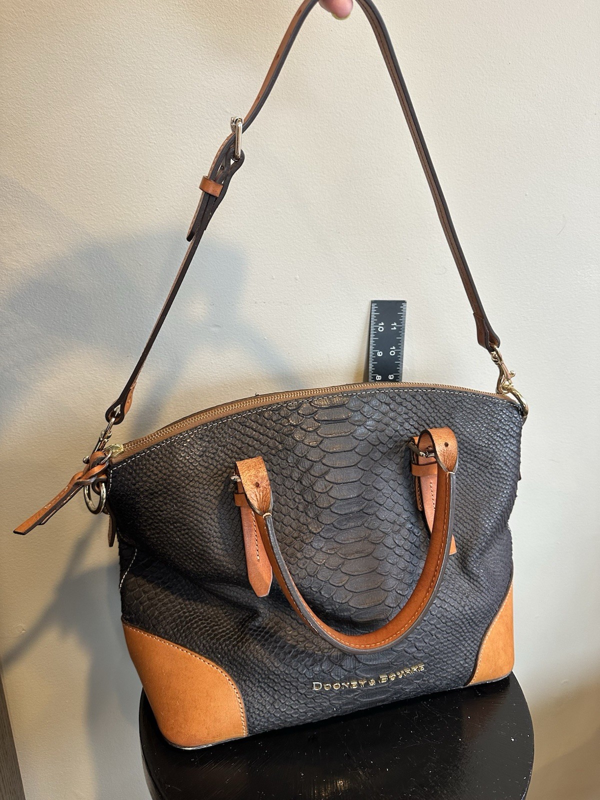 Dooney & Bourke Purse Black Python Snake & Leathe… - image 11