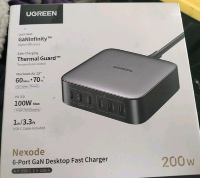 UGREEN Nexode 200W GaN USB C Charging Station, 6-Port Desktop Fast Charger