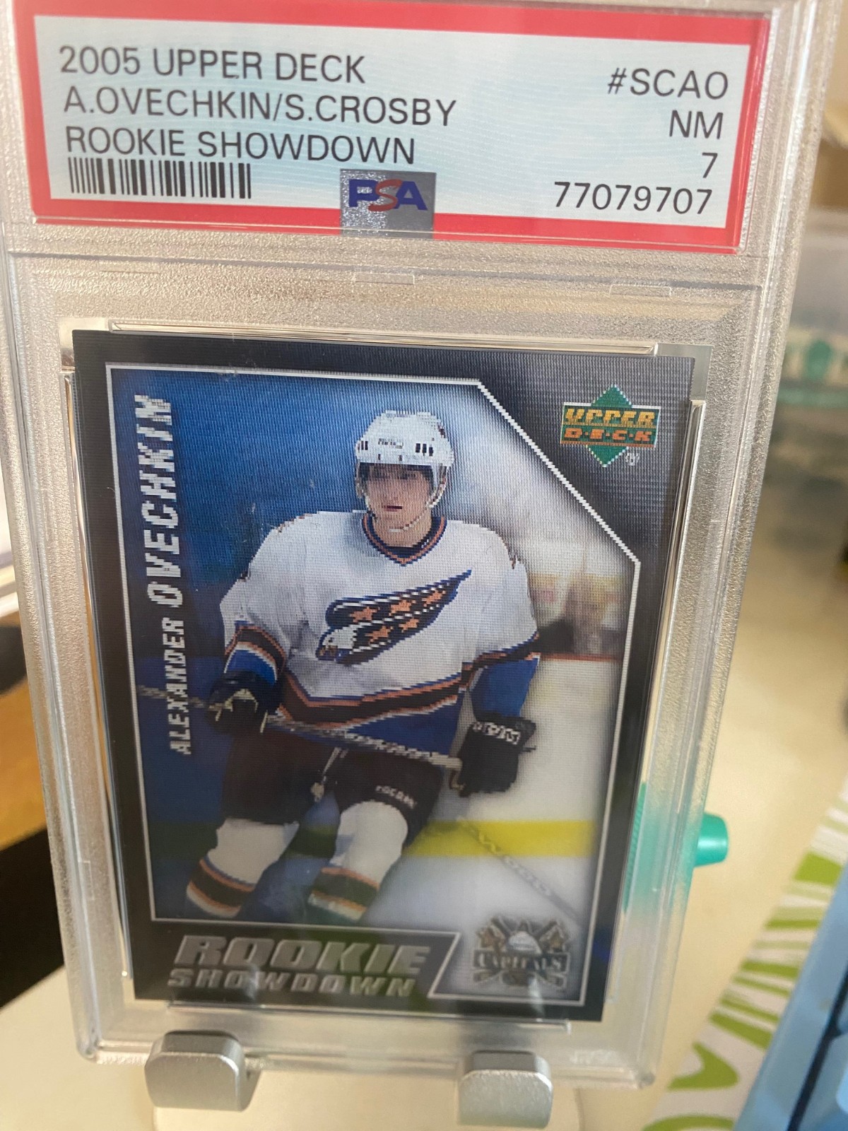 Alex Ovechkin & Sidney Crosby 2005 Upper Deck Rookie Showdown #RS-SCAO PSA 7 NM