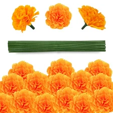 GOMALL 50 Pcs Artificial Marigold Flowers,2" Silk Marigold Flower Heads with ...