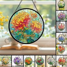 Personalized Birth Flower Suncatcher, Custom Window Hanging Gift for Mom