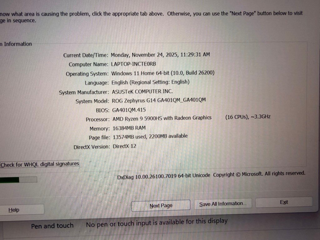 ASUS ROG Zephyrus G14 14" Ryzen 9-5900HS 3.3GHz 16GB RAM 1TB SSD RTX 3060 144Hz
