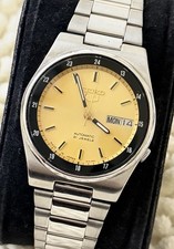 Vintage Seiko 5 Automatic 7019 Men’s Watch Gold Dial Day Date 21 Jewels Japan 