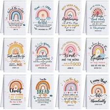12 Pcs Religious Christian Kitchen Dish Towel Christmas Christian Gifts for W...