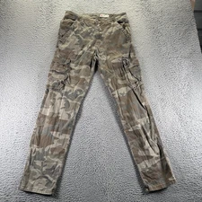 Wrangler Pant Men 30x32 Brown Camouflage Cotton Cargo Tapered Leg Stretch Hiking