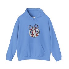 Festive Baseball Bow  Hoodie, Cozy Winter Wear, Christmas Gift, Holiday