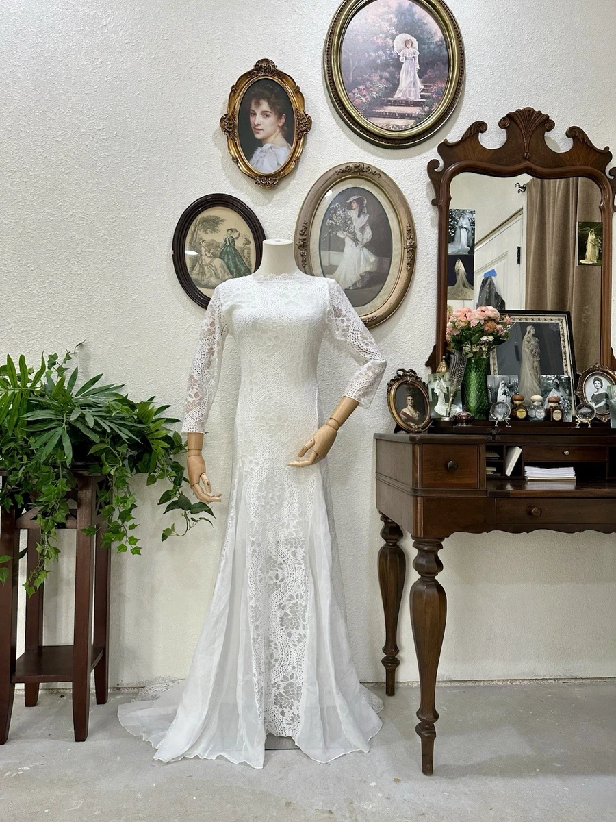 White Chiffon 3/4 Sleeve Wedding Dresses for sale