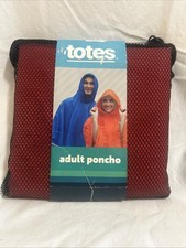 New Totes Brand Adult Waterproof Blue Poncho  Mesh Carrying Bag
