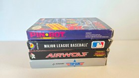 LOT OF 4 BOXED NINTENDO NES GAMES: Pin-Bot, Top Gun, Airwolf, MLB