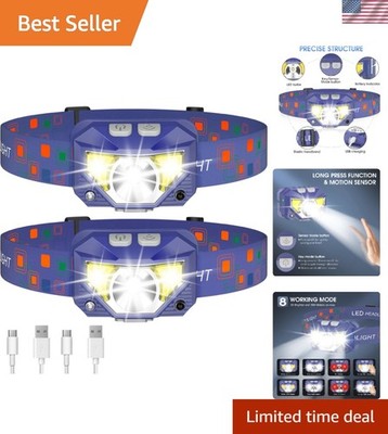 Versatile 8 Mode LED Headlamps - 2-Pack Ultra-Bright for Every Outdoor Activity