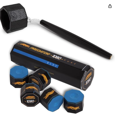 #ad Predator 1080 Pure Pool Billiard Cue Stick Chalk 5 Piece Box Blue w Holder $15.99