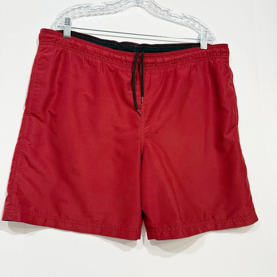 Croft & Barrow Swim Trunks Men's Size Medium Red Shorts Mesh Lined Drawstring - Image 2 of 4