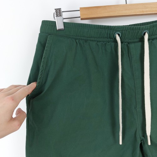 Pantaloncini chino uomo folk taglia grande verde cotone elasticizzato coulisse tasche - Foto 4 di 8