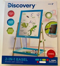 Whiteboard  Chalkboard Discovery 2In1 Easel Wood Art Center. Tabletop or floor
