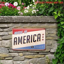 Vintage 'Made in America' Metal Sign Patriotic Home/Patio Wall Hanging Decor