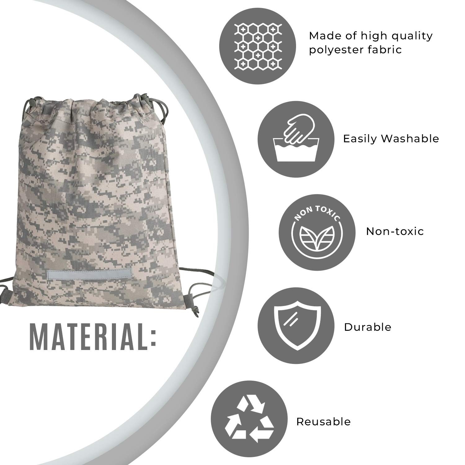 Heavy Duty Drawstring Backpack Digital Camouflage… - image 4