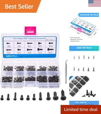 10 Kinds Small Multi-Purpose M1 M1.2 M1.4 M1.7 Phillips Head Micro Screws Sel...