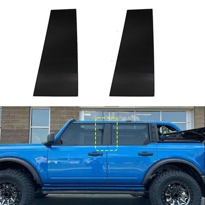 2x Black Window Column B-Pillar Post Overlay Trim For Ford Bronco 4-Dr 2021-2023