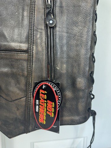 Hot Leathers Herren abgenutzt braun 10 Taschen verdecktes Tragen Lederweste VSM1029 - Bild 3 von 12