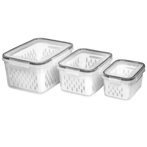 Fruit and Vegetable Storage Containers for Fridge, 6 Pcs/3 Sets Keep Fresh Pr...