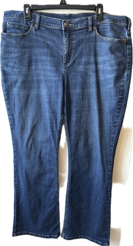 Duluth Trading Co. Denim Blue Jeans Womens Bootcut Classic 18 Short