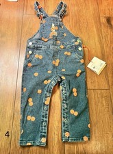 Christian Robinson baby girl microscope orange dot denim overalls Size 18M