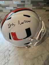GREG ROUSSEAU SIGNED INSCRIBED MIAMI HURRICANES FULL SIZE REPLICA HELMET JSA COA