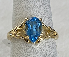 VTG 925 Sterling Silver 2 CT Blue Topaz Ring, Size 5.5, NOS, 2.3g