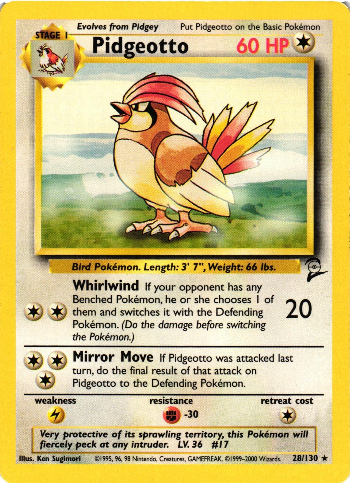 Pokémon TCG Pidgeotto Base Set 2 28/130 Uncommon LP