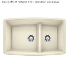 Blanco 441311 Kitchen Sink 33" x 19" Double Bowl Biscuit
