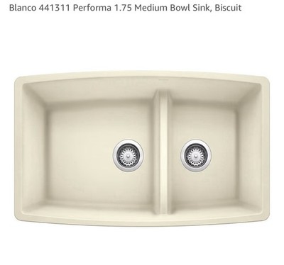 Blanco 441311 Kitchen Sink 33'' x 19'' Double Bowl Biscuit