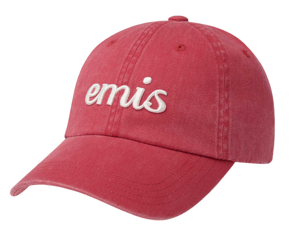 Korean Brand EMIS Vintage Pigment Ball Cap Unisex Casual Lifestyle Hat Red NWT
