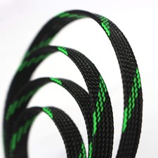30ft PET Expandable Sleeving Wire Cable Sleeve 1/4", Green Black 1/4"