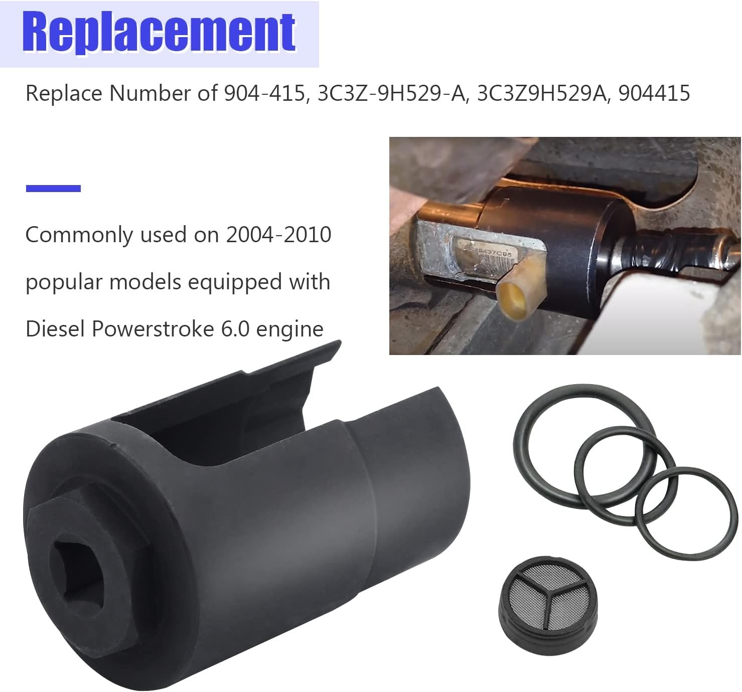 6.0 IPR Valve Socket with Seal Kit Compatible with Ford 6.0L Powerstroke-Excursi